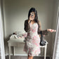 pink floral two piece dress set