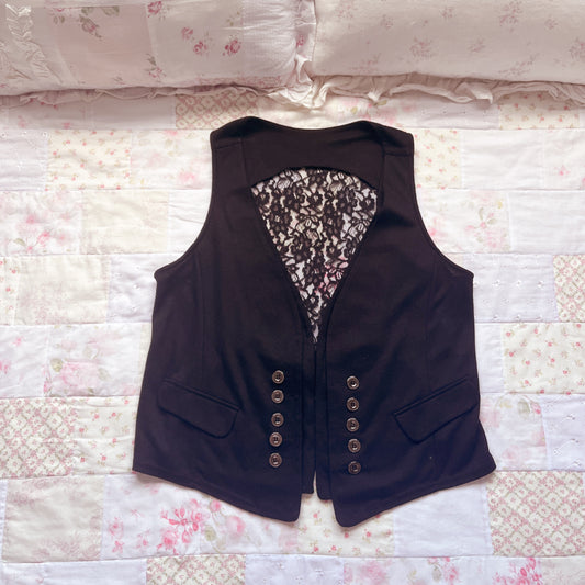 soft black open vest
