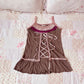 brown pink lace up camisole