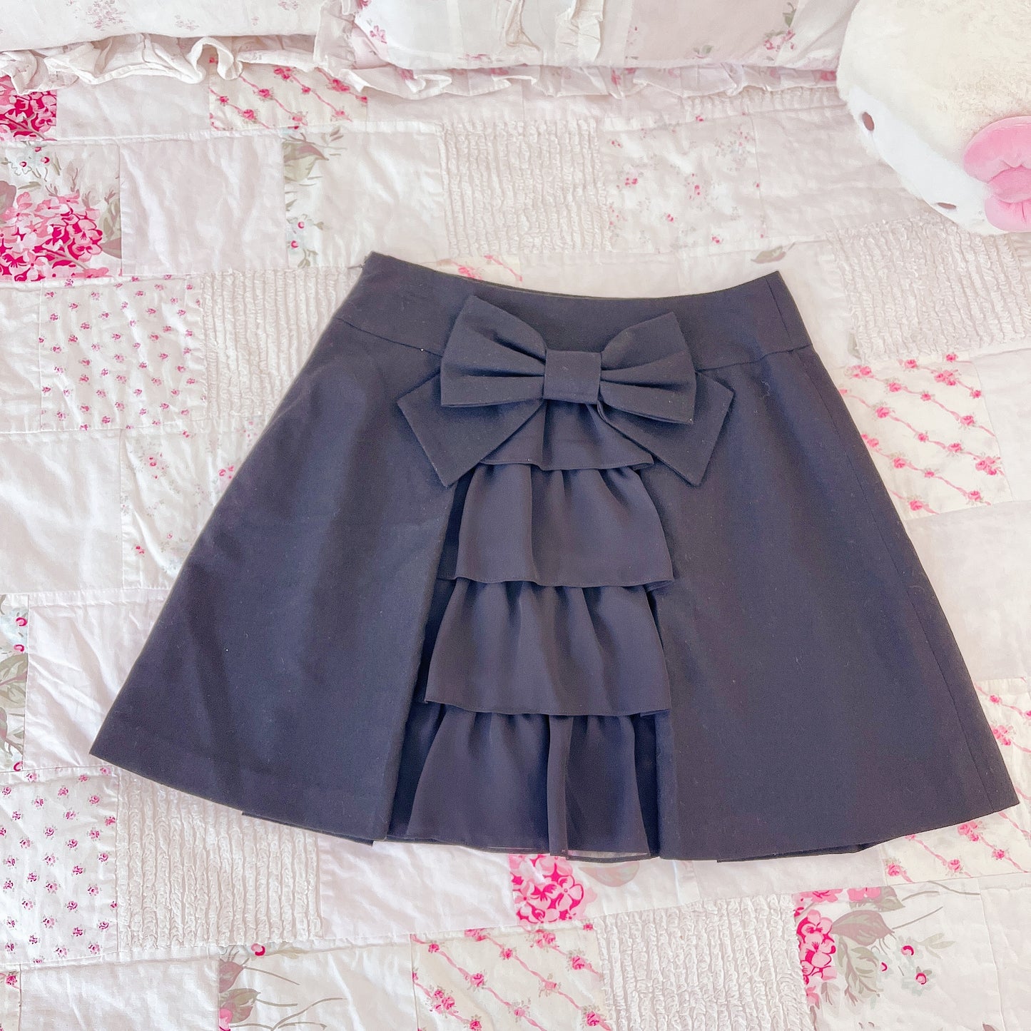 black ribbon tiered princess skirt