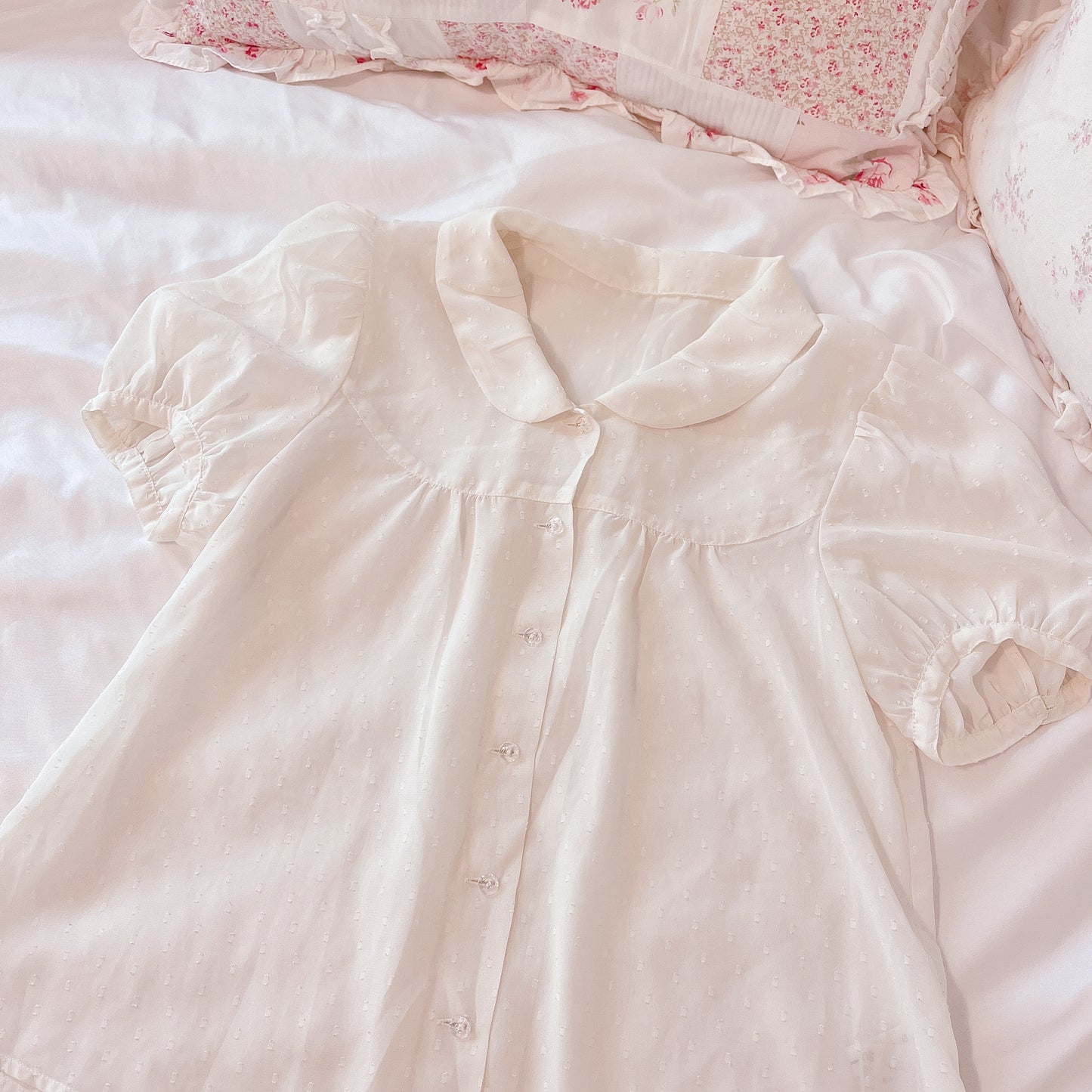 flowy cream babydoll blouse