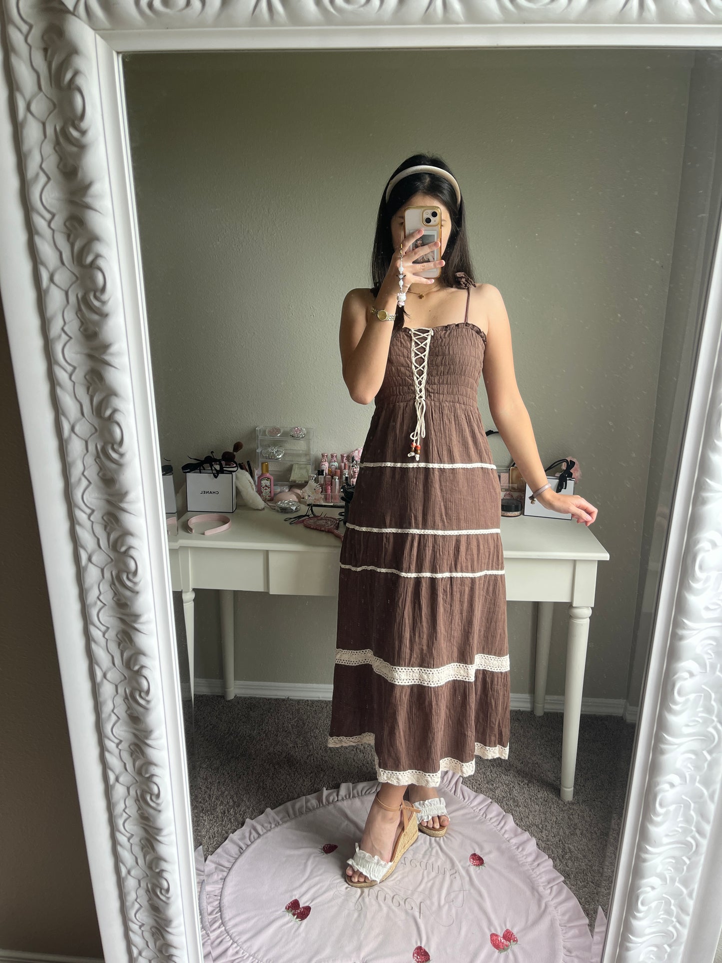 soft brown maxi dress