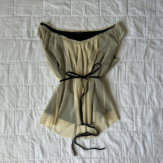 cream tulle gathers top