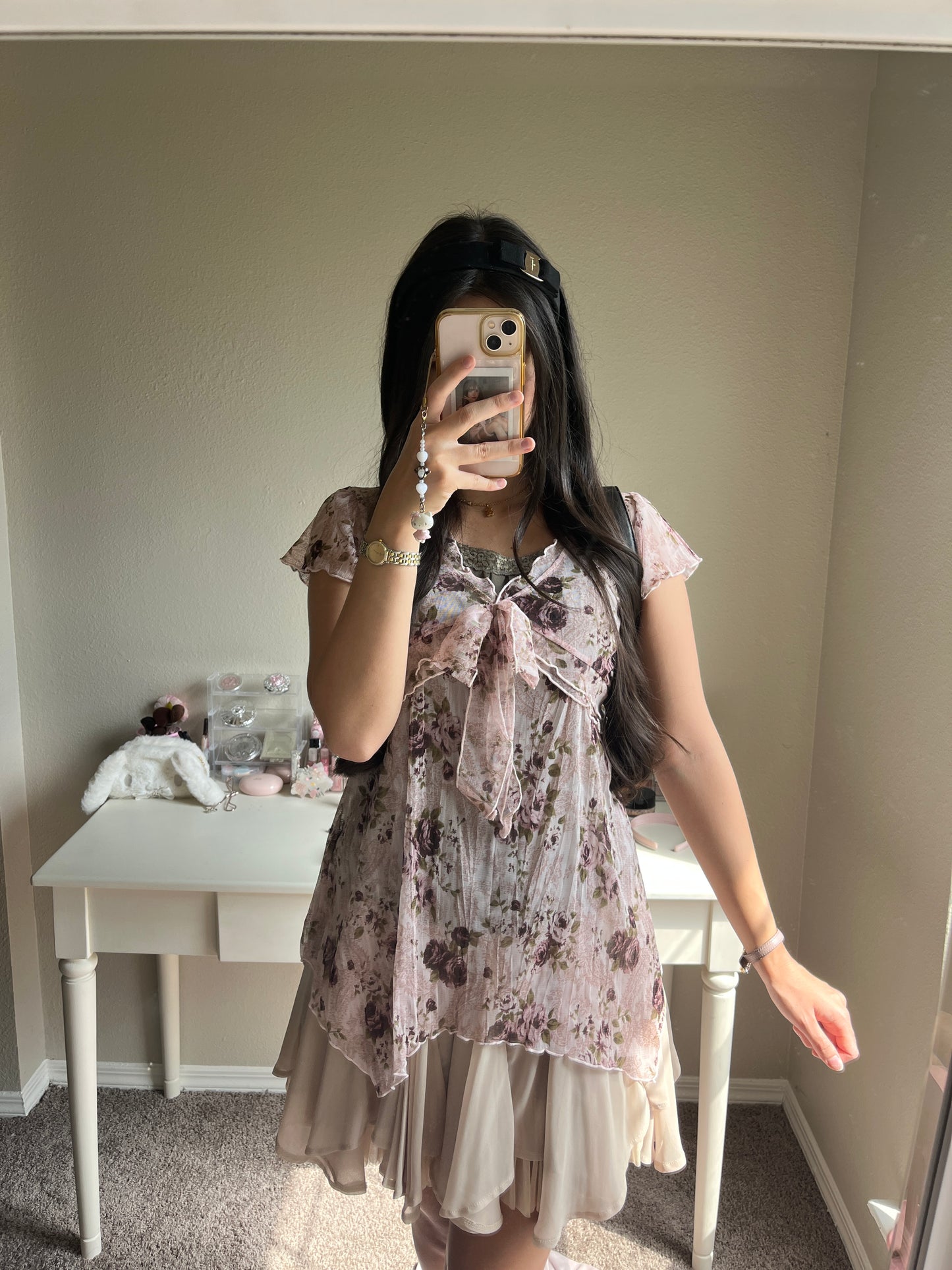 sheer violet roses top