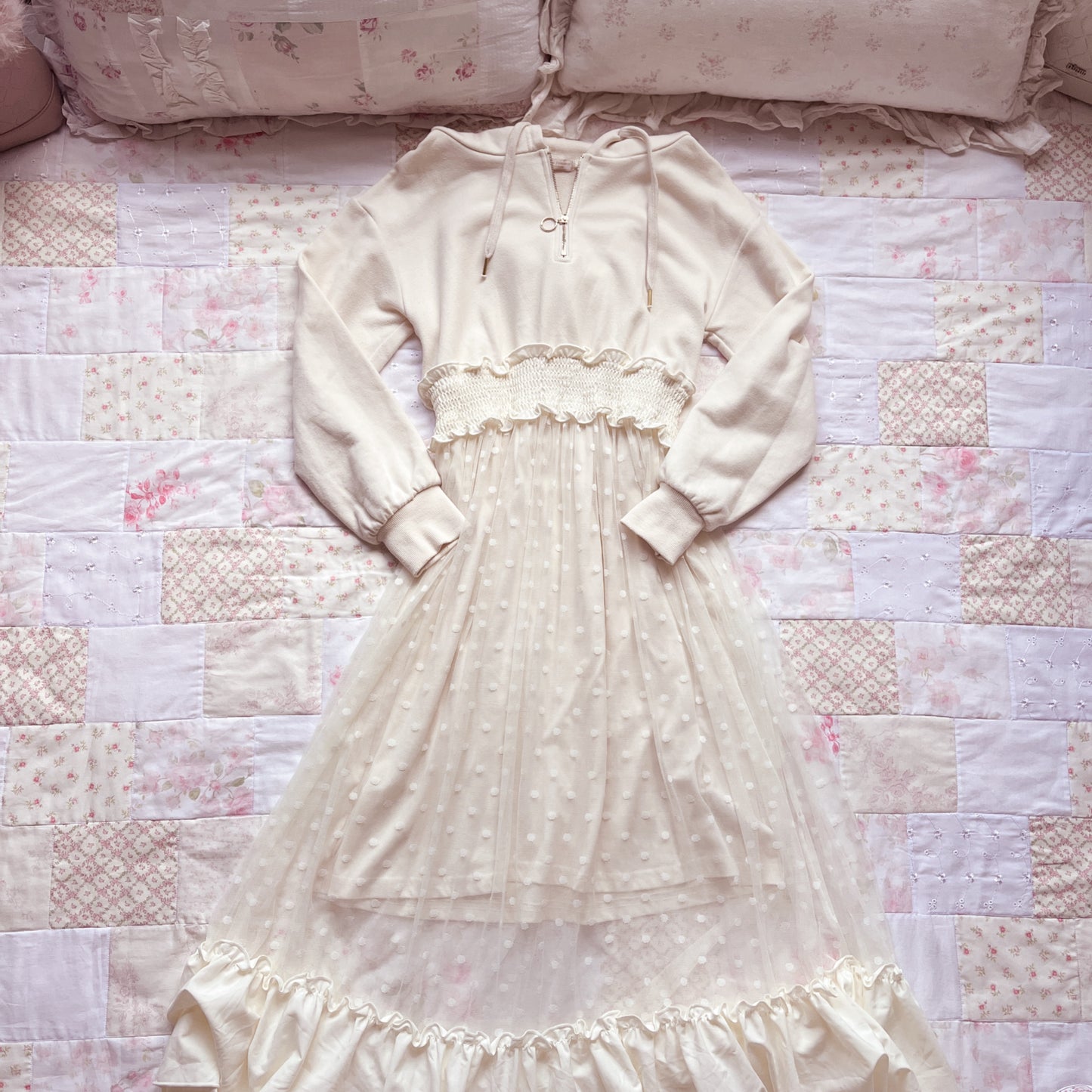 cream faux two piece sweater dress