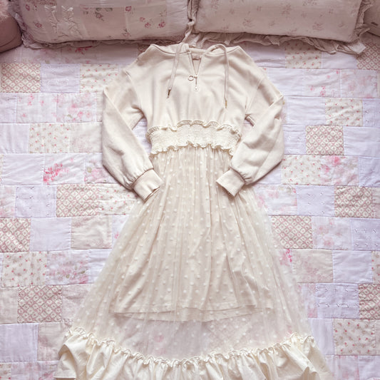 cream faux two piece sweater dress