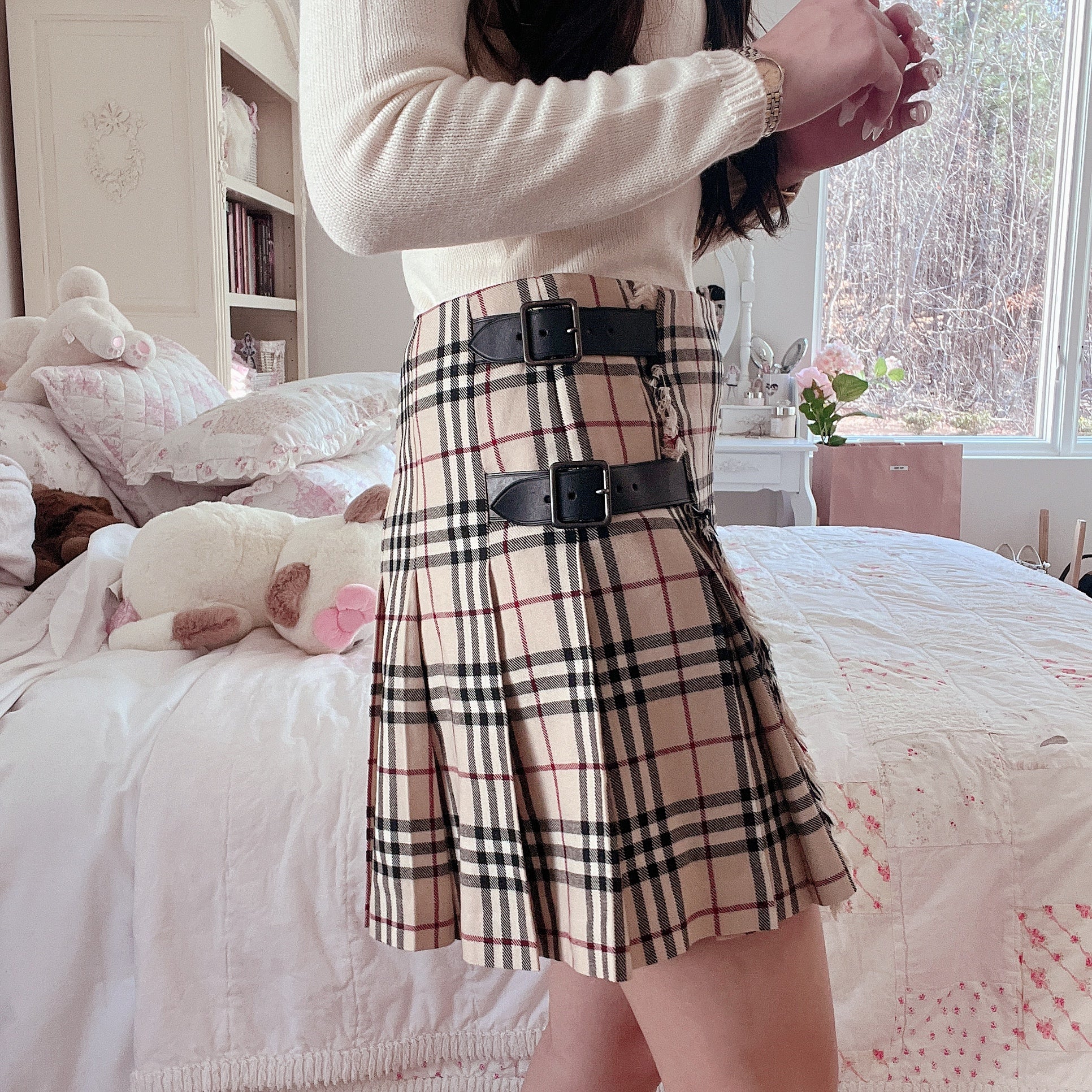 burberry blue label iconic plaid skirt yamii