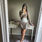 silver blue ruched camisole