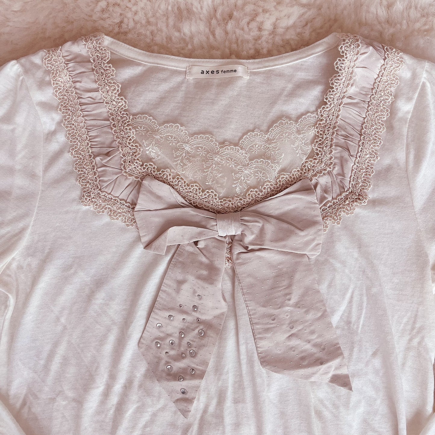 cream ribbon blouse