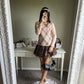 pink choco check knit top