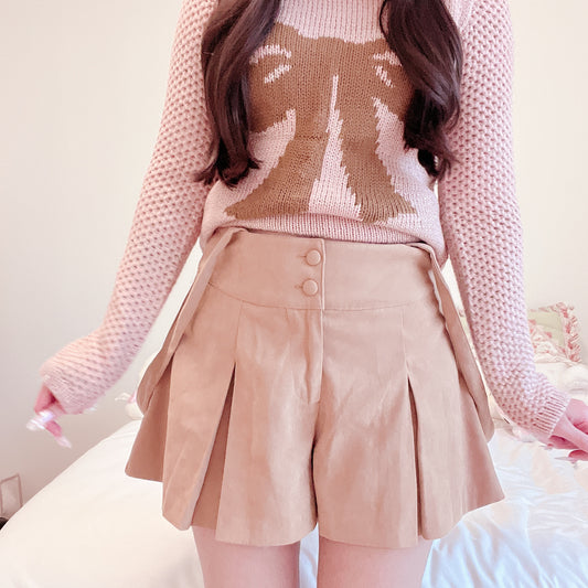 light brown culottes w suspender straps