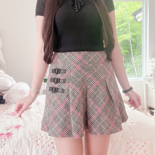 barbie check pleated skirt