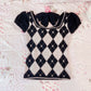 black argyle princess knit top