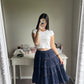 axes femme navy cotton midi skirt