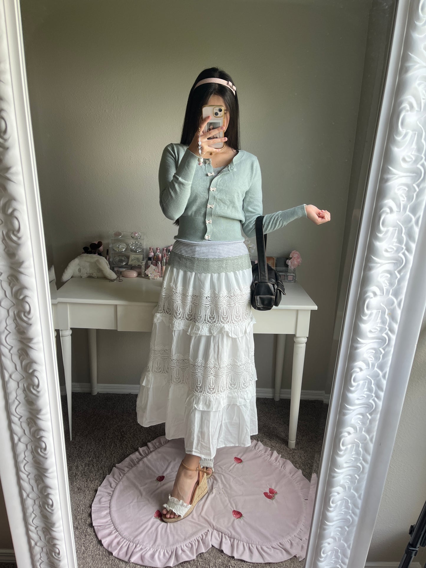 axes femme white tiered skirt