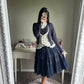 axes femme navy cotton midi skirt