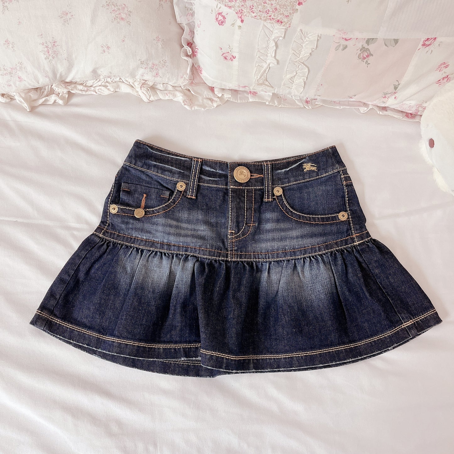 burberry blue label denim mini skirt