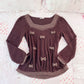 brown ribbon accent top