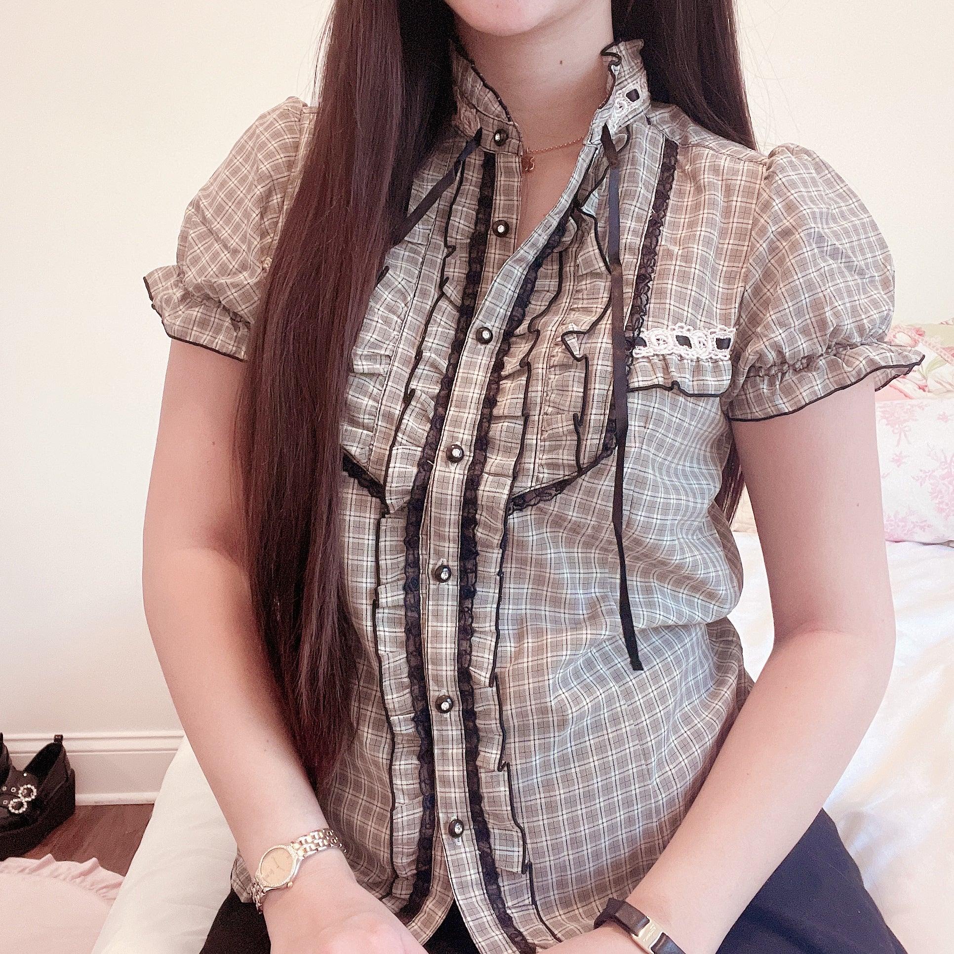 victorian check blouse – yamii