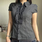 black polka dot fitted blouse