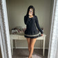 black ruffle accent long sleeve top