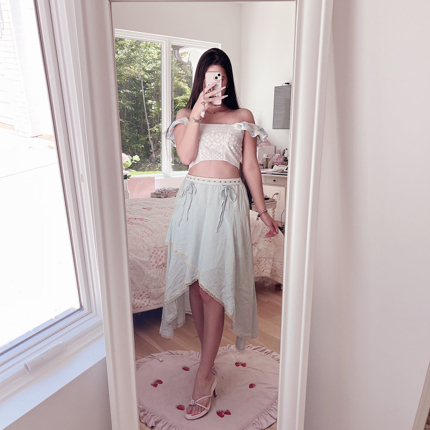 baby blue midi skirt