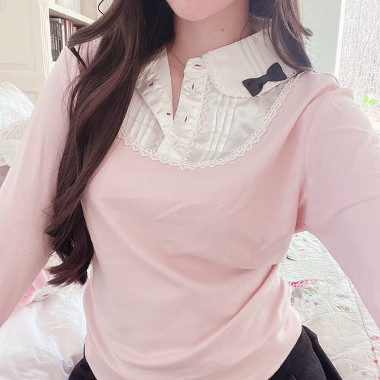 pink layered accent shoujo top