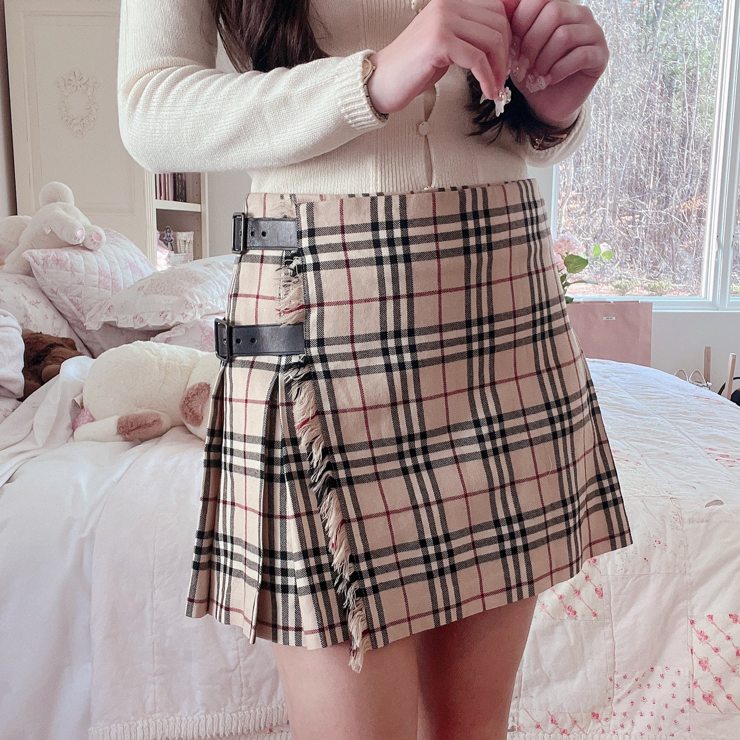 burberry blue label iconic plaid skirt