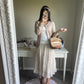 tan chiffon midi skirt