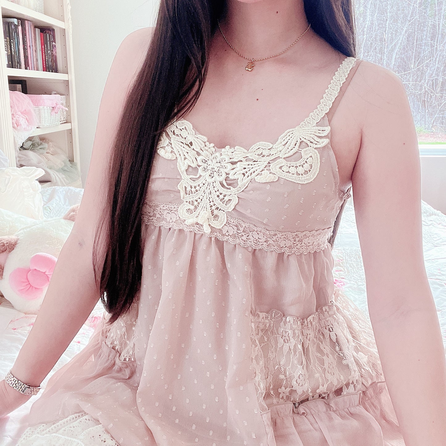 mauve pink cream accent camisole