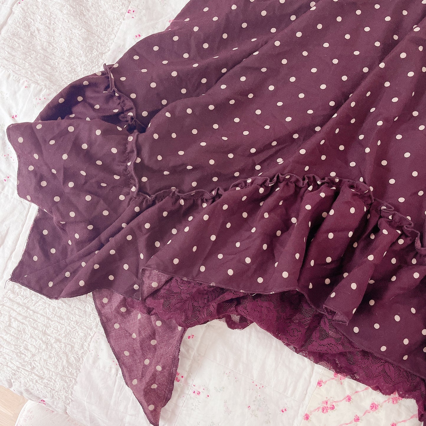 burgundy polka dot jsk