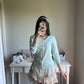 teal blue cardigan
