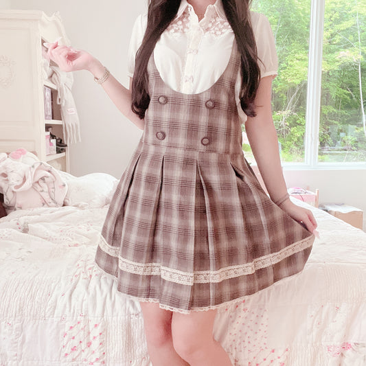 brown check jumper skirt