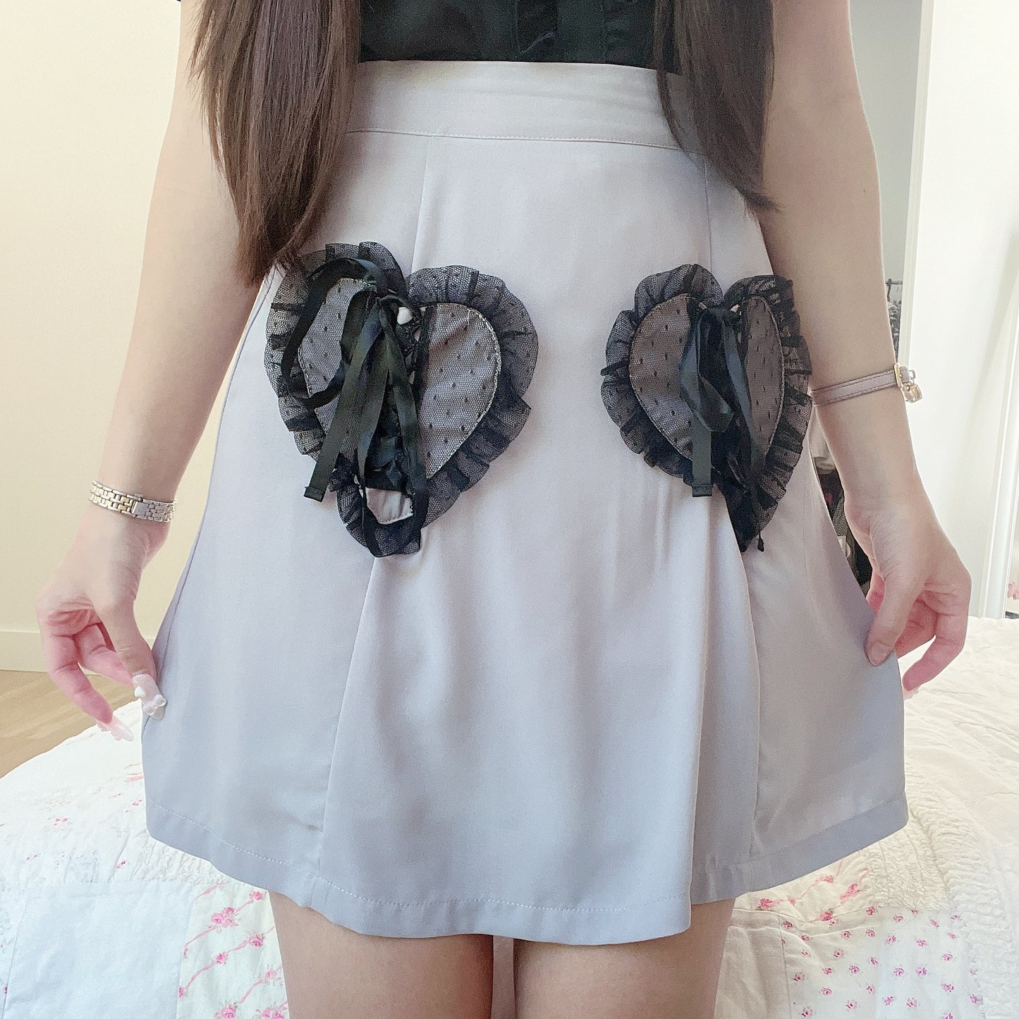 lavender heart accent skirt