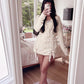 beige ribbon lace up long cardigan