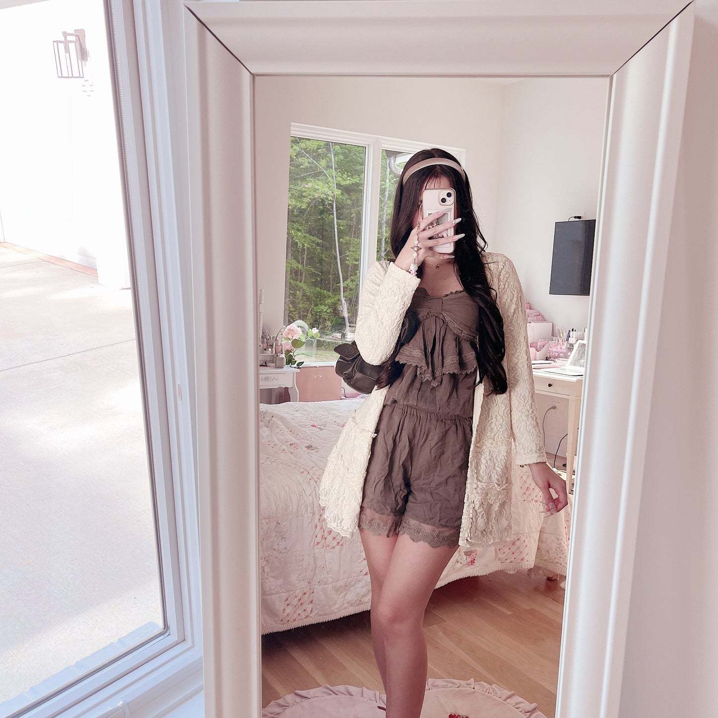 olive green mini romper