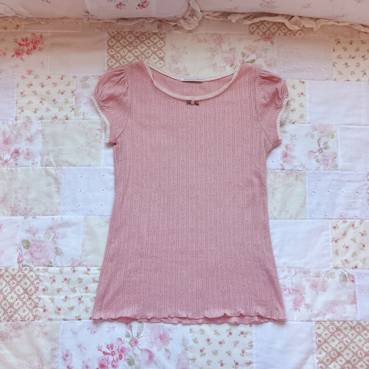 pink pointelle knit