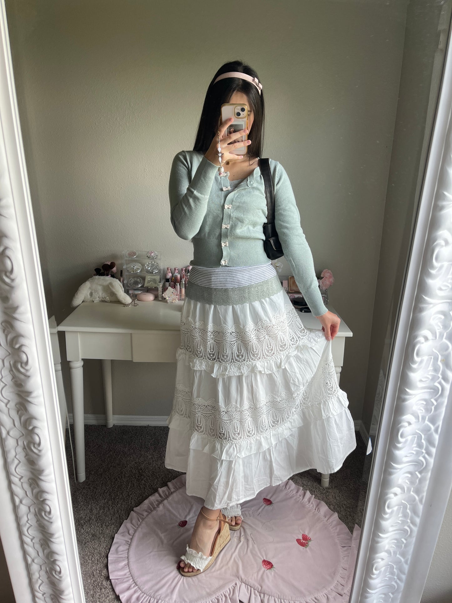 axes femme white tiered skirt