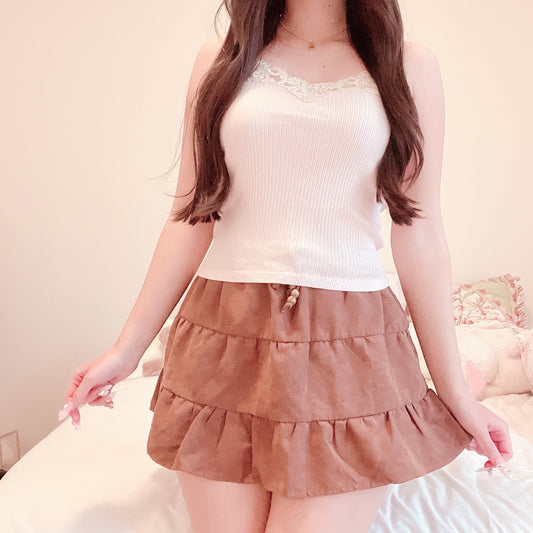 brown flared skirt