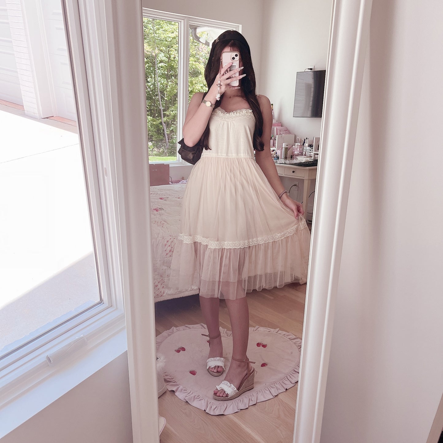 beige tulle princess dress