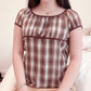 brown plaid milkmaid blouse