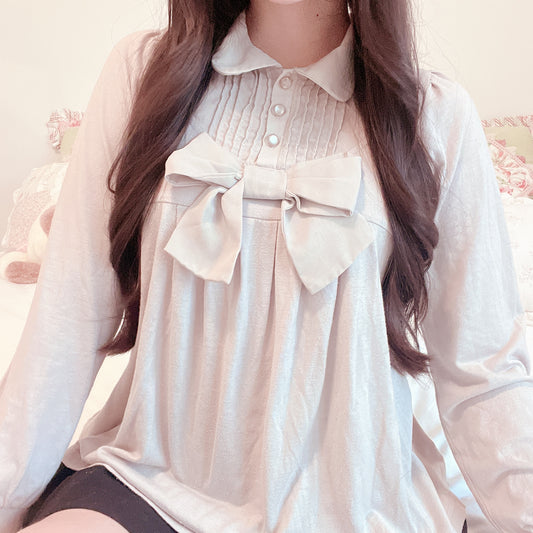 gray babydoll collared blouse