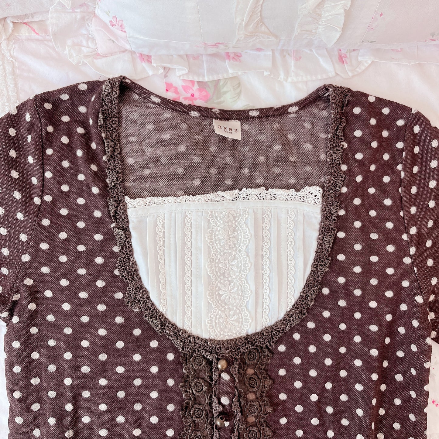 brown polka milkmaid top