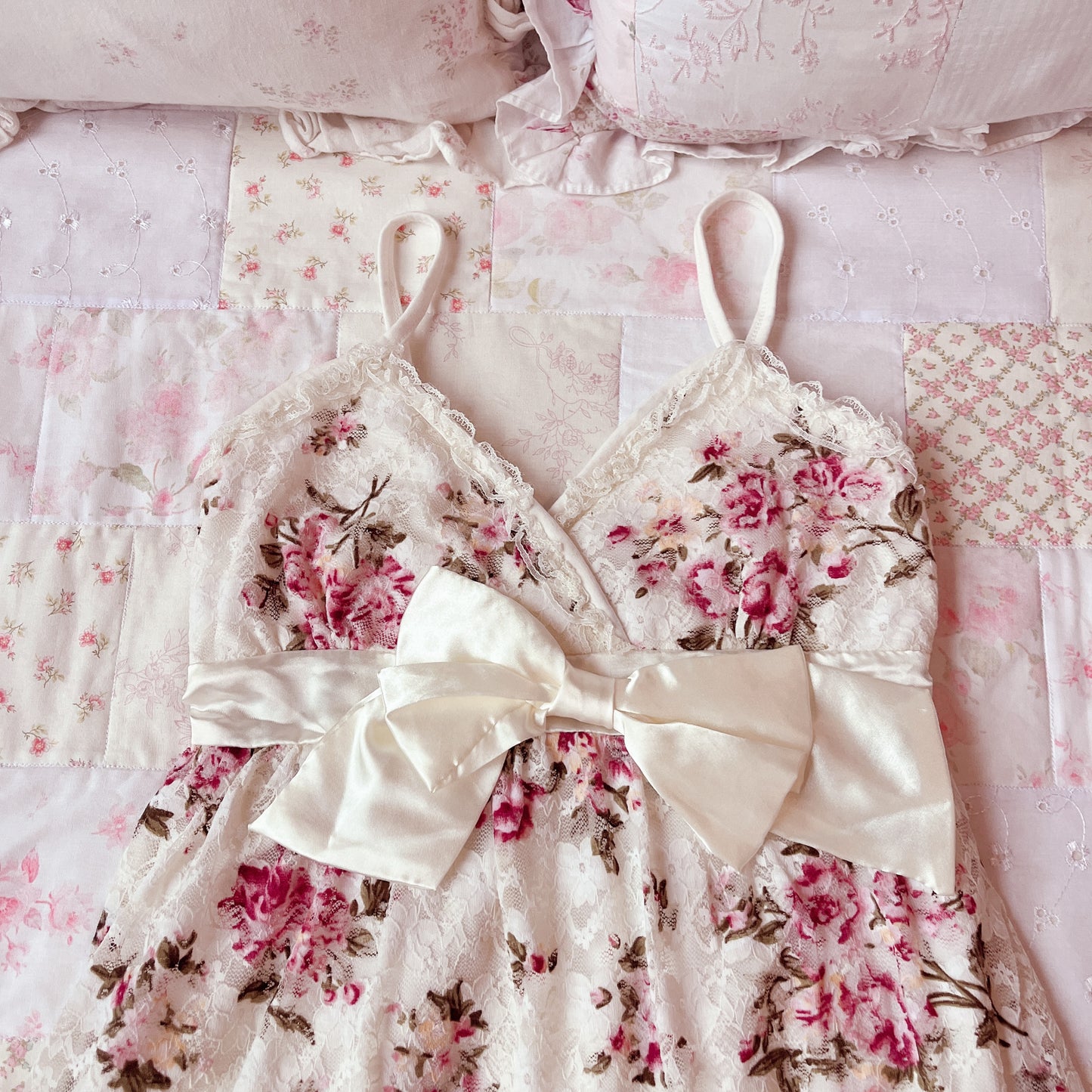 beige floral himegyaru dress