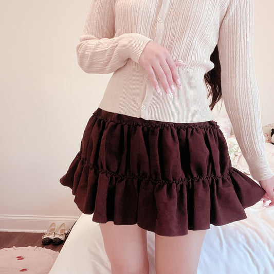 brown suede mini skirt