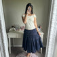 axes femme navy cotton midi skirt