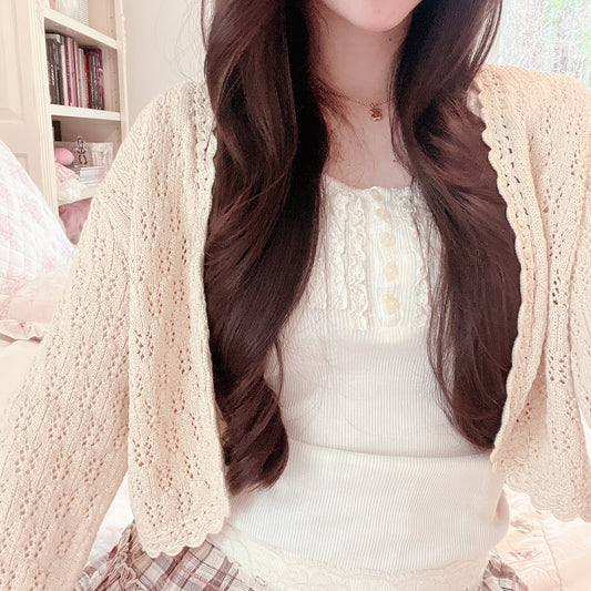 brown knit open cardigan