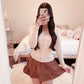 brown flared skirt