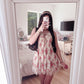 red floral beige mini dress (restock)