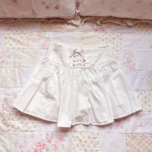 white corset accent skirt